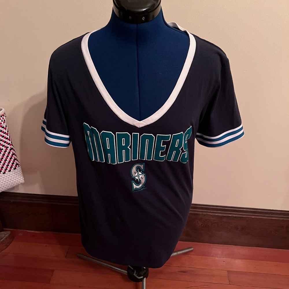 Seattle Mariners Navy Blue V-Neck T-Shirt